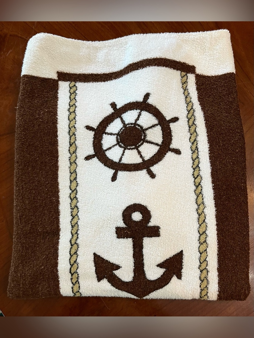 VTG 1980s Kmart Island Fun Nautical Beach Towel Sailboat Anchor Brazil 48x29